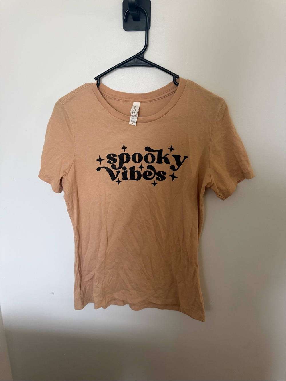 Spooky Vibes Graphic Tee - Tan with Black Print
